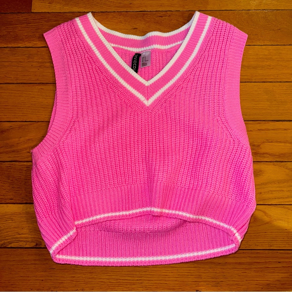 hot pink sweater vest